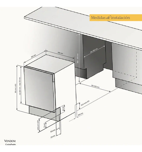 Lavavajillas Panelable Vondom Lvj14p De 14 Cubiertos Gris