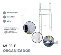 Estanteria Organizador Baño Lavarropas 3 Niveles Blanco Cts Blanco