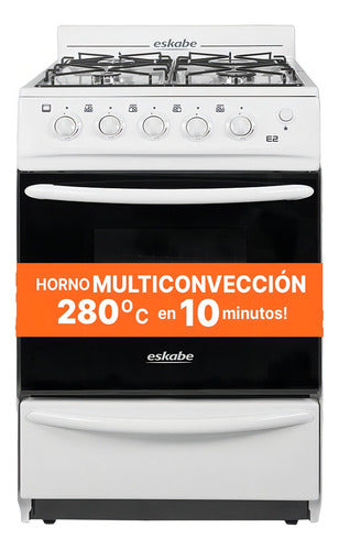 Cocina Eskabe E2 G Blanca 52cm Multigas Vitrolimpiante Color Blanco