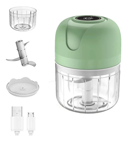 Picador Ajo Cebolla Verduras Portatil Recargable Usb 250ml Verde Musgo