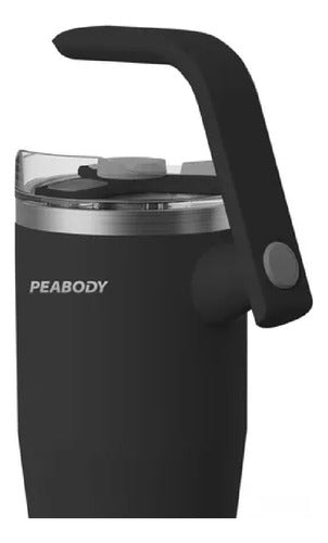 Vaso Térmico Mug Peabody Pemg1200 Negro 1200ml Doble Tapa Cs Negro Lisa