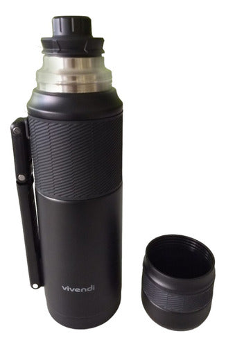 Termo Vivendi De 1200 Ml De Acero Inox Negro Libre De Bpa