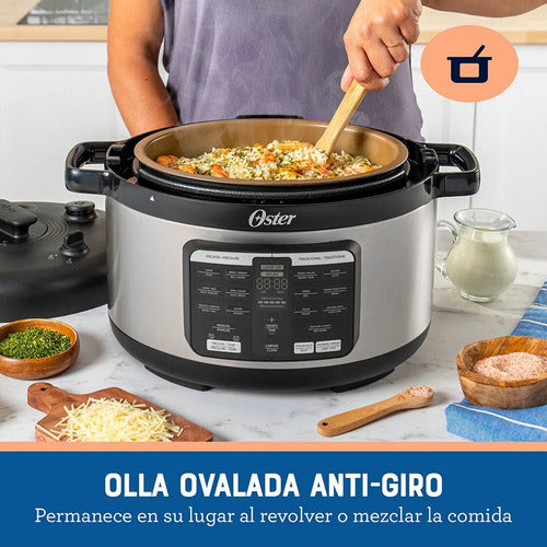 Multiolla Rápida Oster Osckstpcecov57 Ovalada Con 15 Funciones 5.7l Color Acero Inox