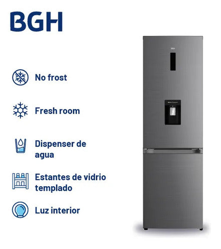 Heladera Inverter No Frost Bgh 312l Brc330i2a Color Dark Inox