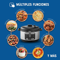 Multiolla Rápida Oster Osckstpcecov57 Ovalada Con 15 Funciones 5.7l Color Acero Inox
