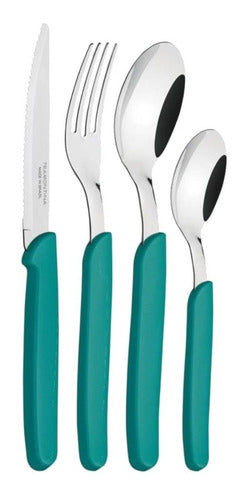 Cubiertos Tramontina Juego De 24 Piezas Carmel Turquesa Verde