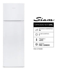 Heladera Siam Hsi-ct260b Top Mount Cíclica 244l Blanco