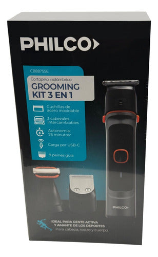 Corta Barba Afeitadora Philco Cb8875se Grooming Kit 3en1 Cts Negro