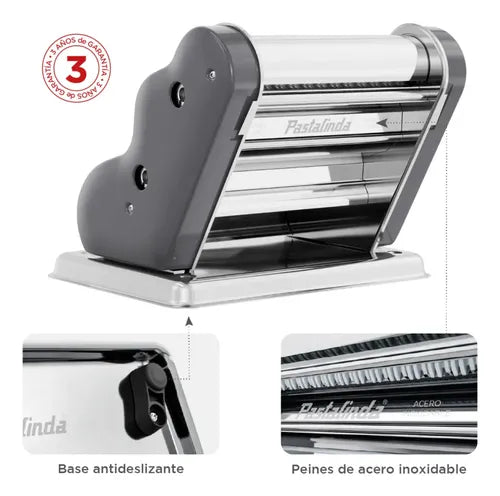 Máquina de Pasta Pastalinda Clásica 200 Gris Acero Inoxidable