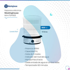 Vaporera Eléctrica Westinghouse Wh-fsp003 800w 9l 3 Niveles Blanco