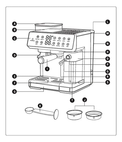 Cafetera Eléctrica Ultracomb Ce-6120 Espresso Con Molinillo 20 Bares