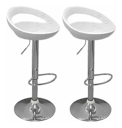 2 Banquetas Taburete Calada Desayunador Blanco Altura Reg Cromado Blanco