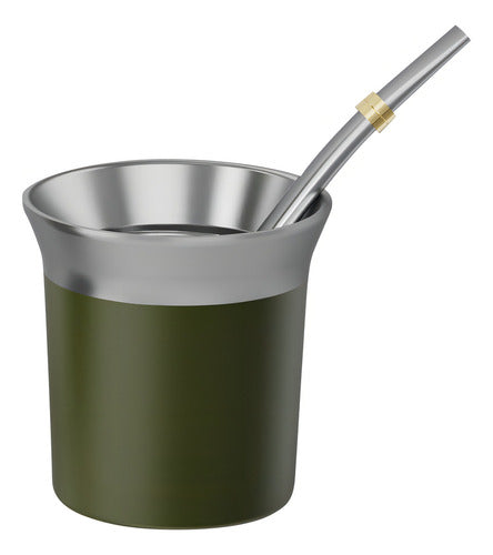 Termo Eléctrico T-mate 1 Litro Tapa Mate Y Bombilla Color Verde Kanjihome