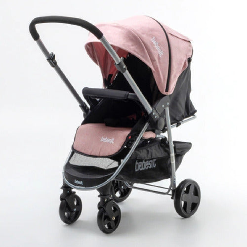 Cochecito Travel System Bebesit 1390ts-f Manillar Rosa Cts Rosa Plateado