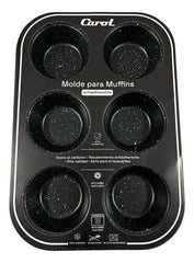 Molde Para Muffin Carol Antiadherente 6 Cavidades Color Negro