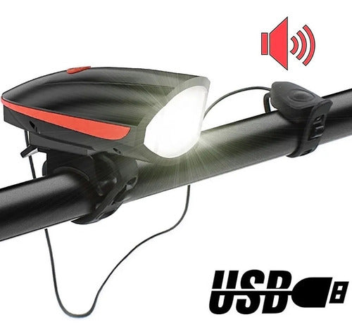 Luz Led Frontal Para Bicicleta Recargable De 250 Lumens Rojo