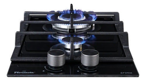 Anafe A Gas Florencia 2 Hornallas Encimera De Vidrio 6729m Negro