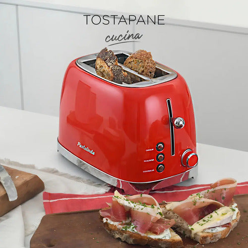 Tostadora Eléctrica Pastalinda Tostapane 2 Rodajas 220w Roja Con Funciones Rojo