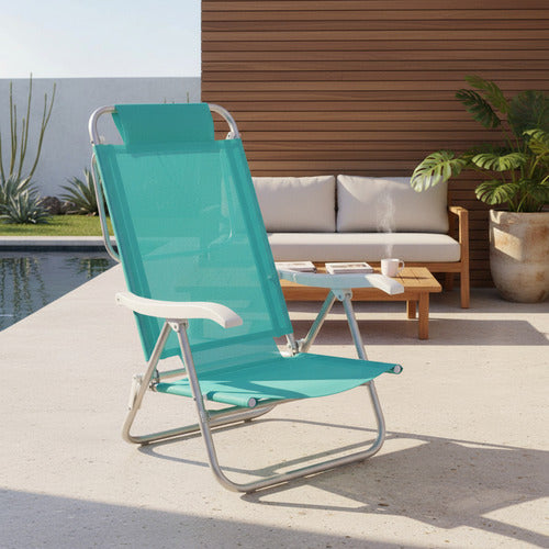 Reposera De 6 Posiciones Bel Sunny Aluminio Pvc Verde Agua Verde