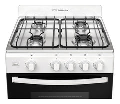 Cocina A Gas Ormay 4 Hornallas 91l Inox Blanca Color Blanco