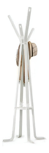 Perchero De Pie Nórdico Tm Madera Blanco Escandinavo 179 Cm 4 Ganchos