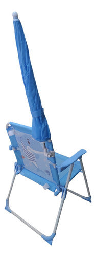 Silla Reposera Niños Sombrilla Plegable Celeste De 1 A 3años Celeste