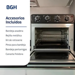 Bgh Horno Eléctrico Bhe30fx25t Air Fryer Convección Grill 1600w 30l Plateado