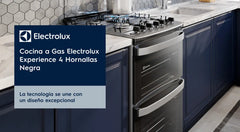 Cocina A Gas Electrolux F4edm De 4 Hornallas Doble Horno Negro
