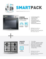 Combo Candy Horno Electrico Fcp605x + Anafe A Gas Chg6brwpx Plateado