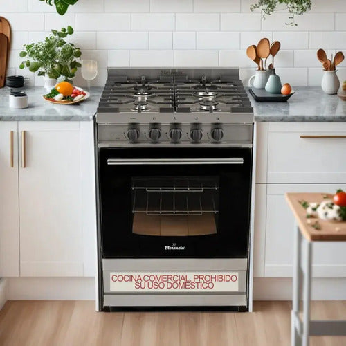 Cocina Comercial Florencia 5818 De 4 Hornallas 56cm Inox