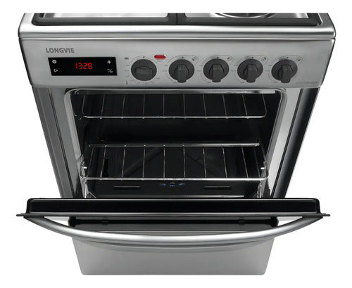 Cocina A Gas Longvie 21501xt 56cm Inox Grill Eléctrico Color Acero Inoxidable
