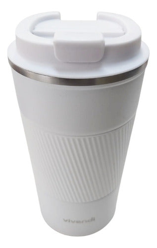 Vaso Termico Acero Inox Con Tapa Frio Calor Vivendi Blanco Lisa