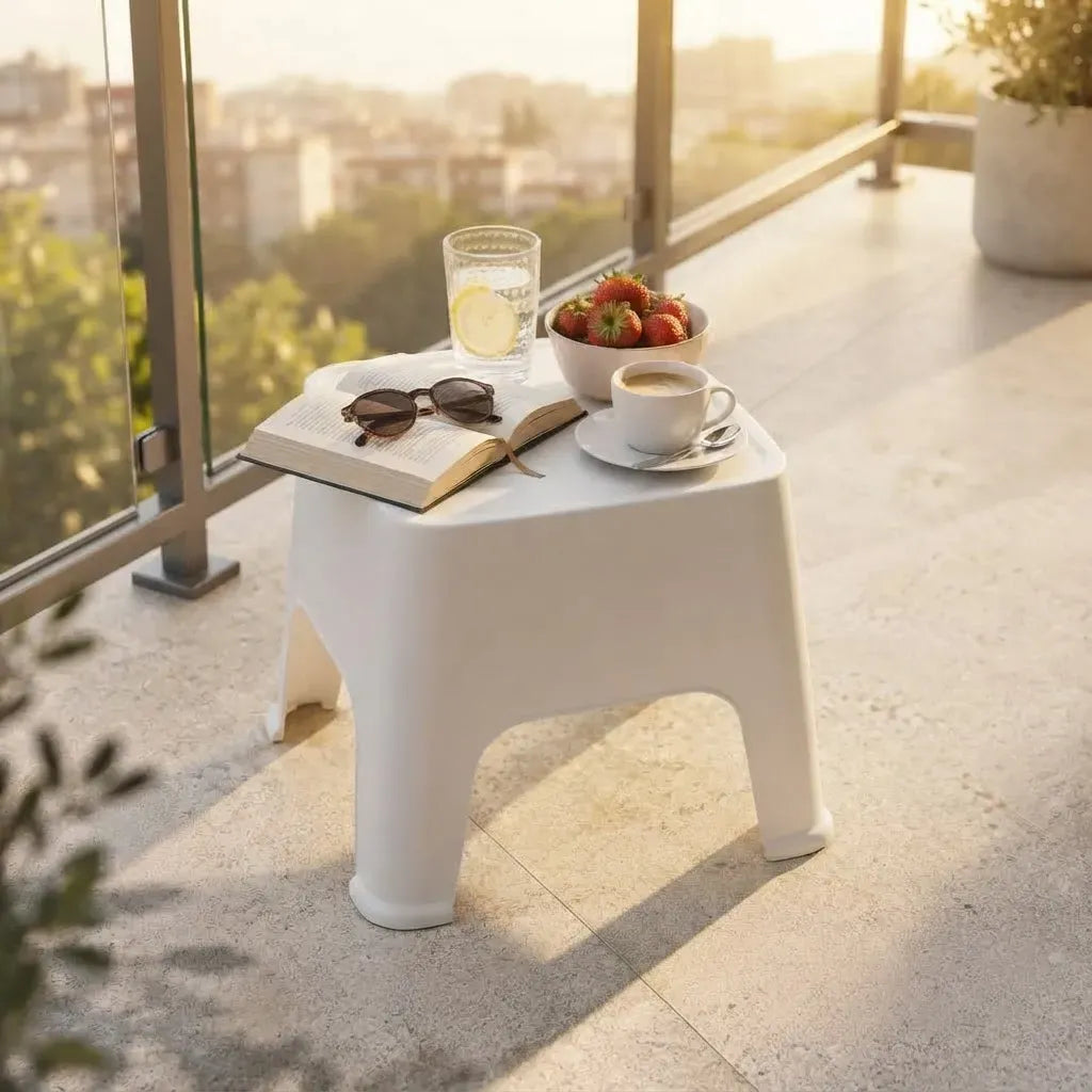 Banqueta Plastica Mesa Reforzada Sunset Gardenlife Blanco