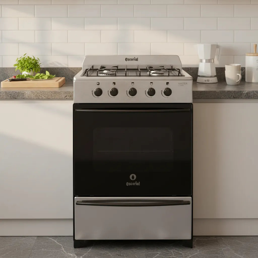 Cocina Gas Natural Escorial Master Classic Inox 56cm Gris