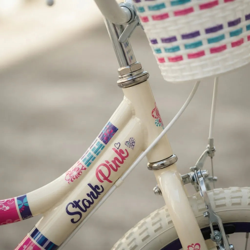 Bicicleta Playera Stark 6094 Rodado 14 Flowers Rosa/blanco