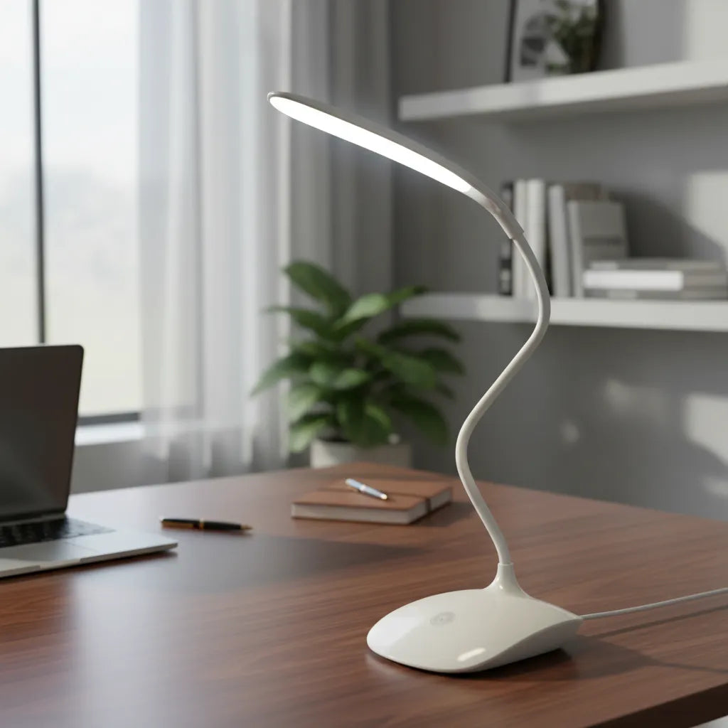 Lampara Escritorio Flexible Luz Led Control Tactil Usb Blanco