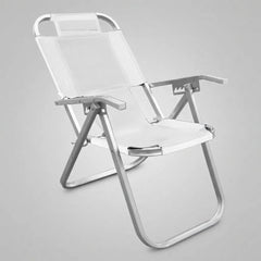 Reposera Playa Camping Aluminio Botafogo 5 Pos Blanca