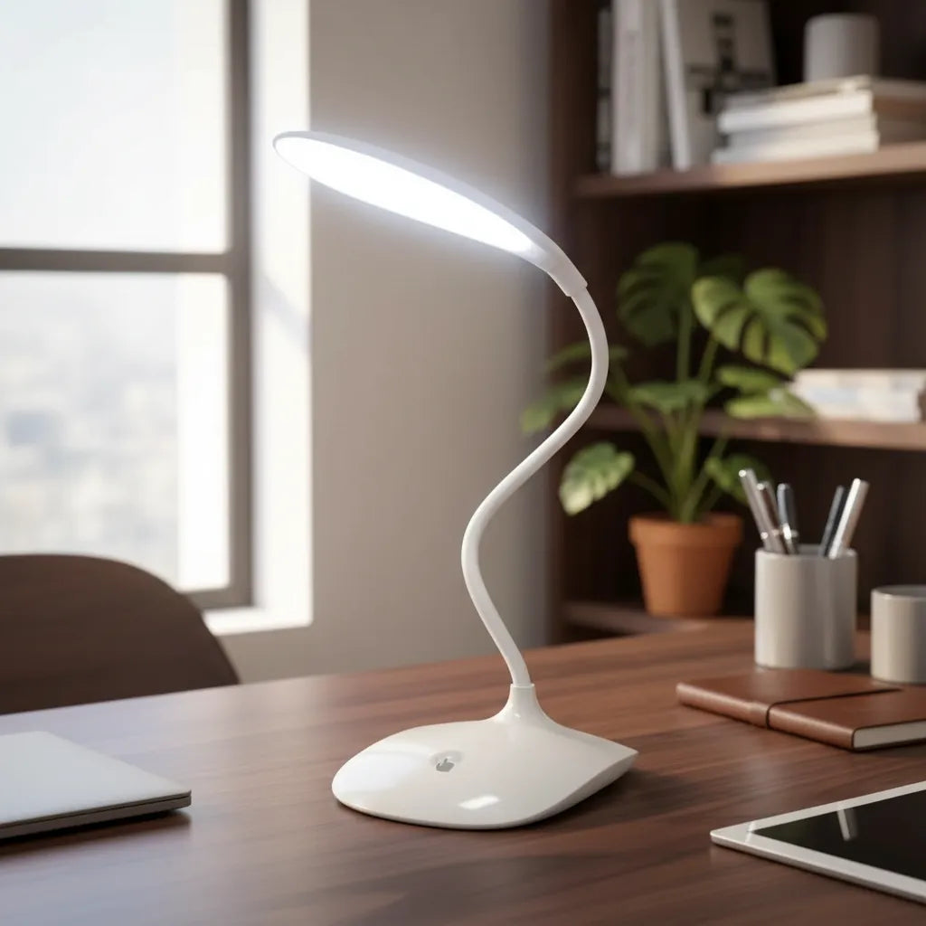 Lampara Escritorio Flexible Luz Led Control Tactil Usb Blanco