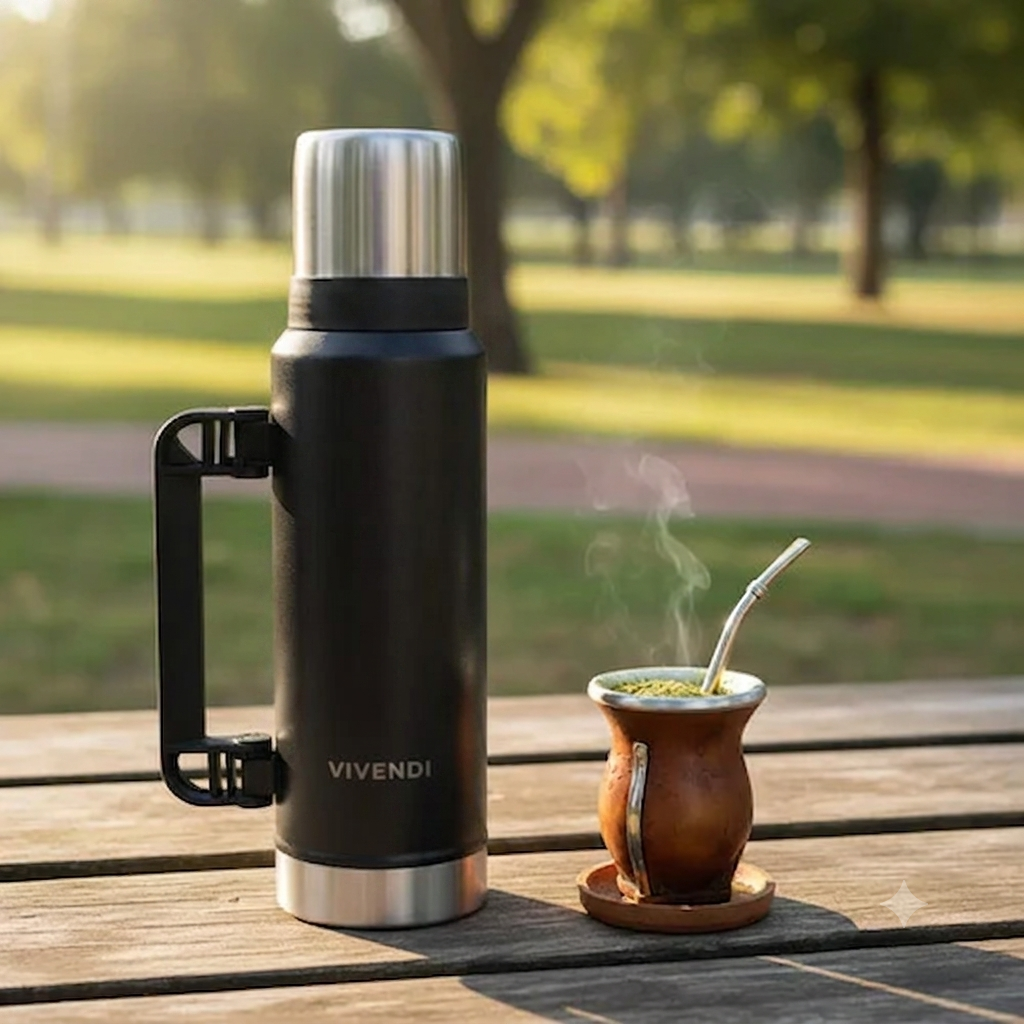 Termo Promo Matero Pico Cebador Vivendi 1.2l Acero Inox Negro