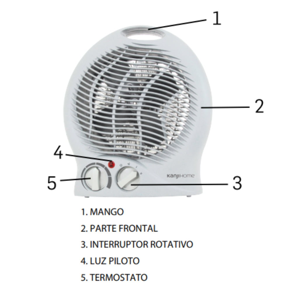 Caloventor Con Termostato Kanji Home Ch103 De 2000w Color Gris Oscuro