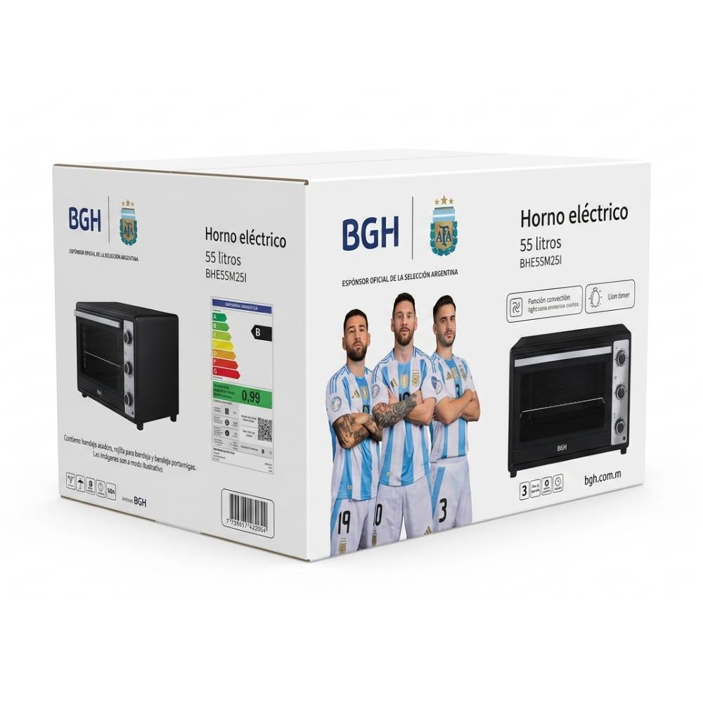 Horno Eléctrico Bgh Bhe55m25i 55 Litros Duo Negro