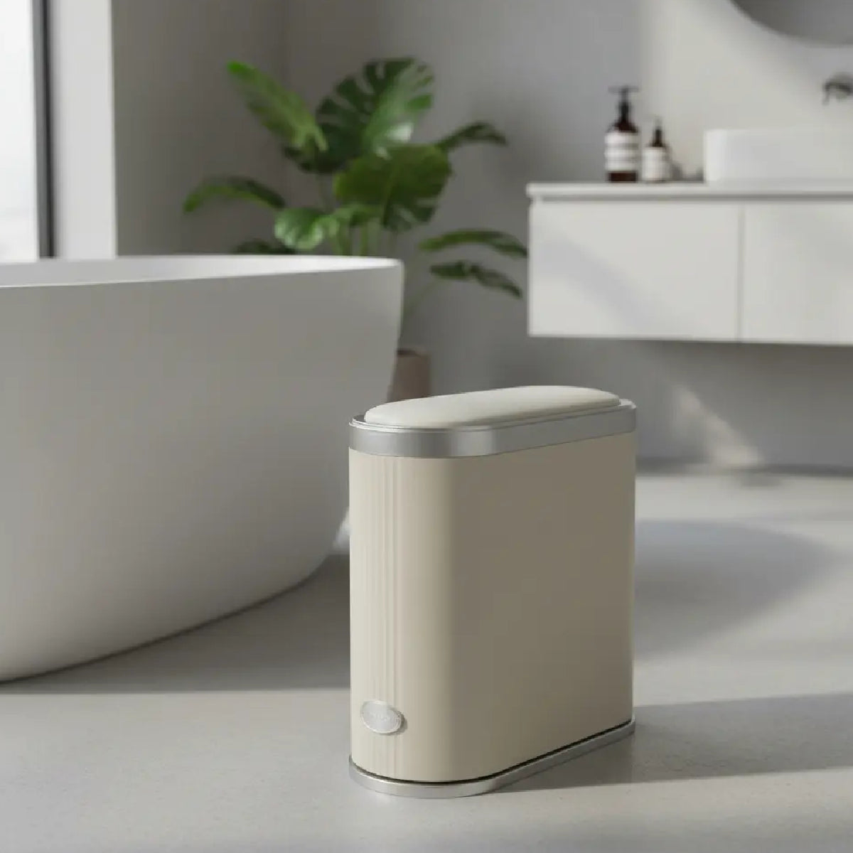 Cesto Basura Rectangular Inteligente Con Sensor Vivendi 12l Beige