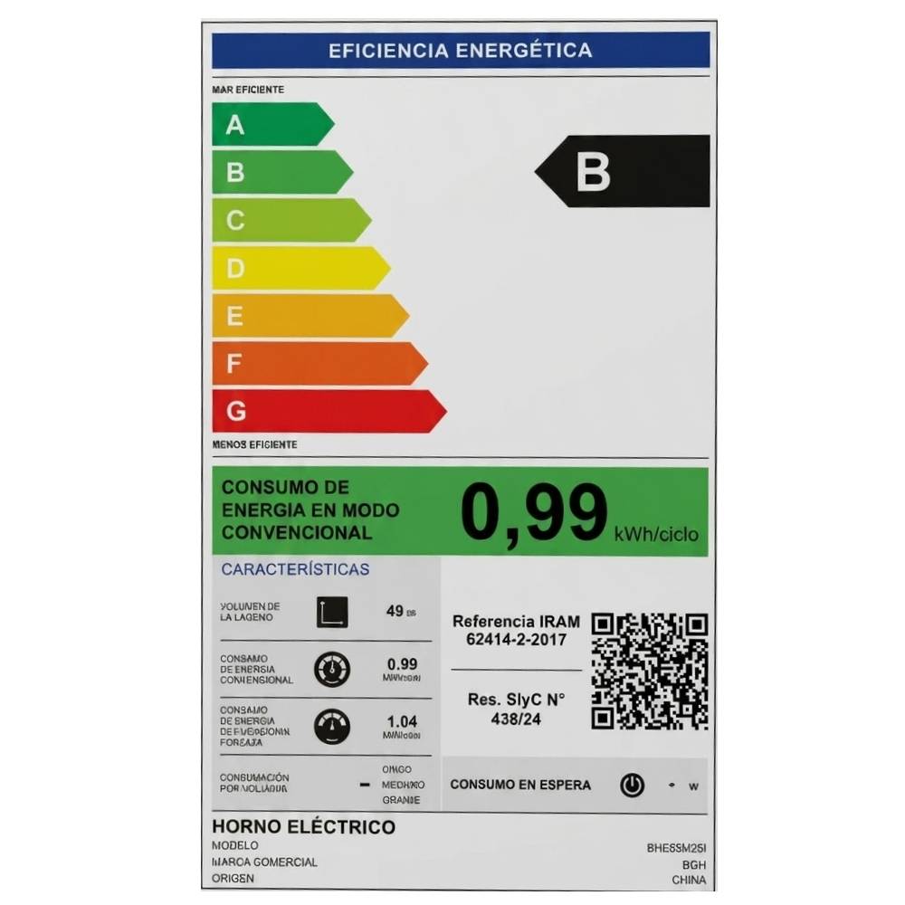 Horno Eléctrico Bgh Bhe55m25i 55 Litros Duo Negro