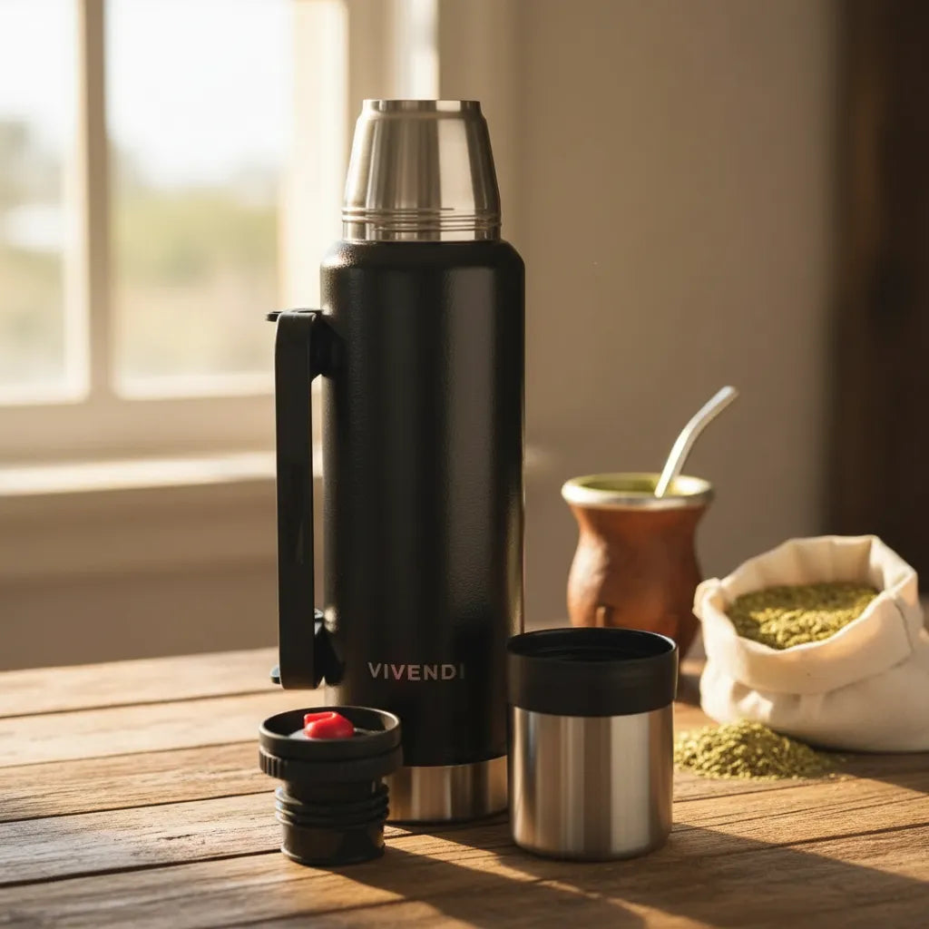 Termo Promo Matero Pico Cebador Vivendi 1.2l Acero Inox Negro