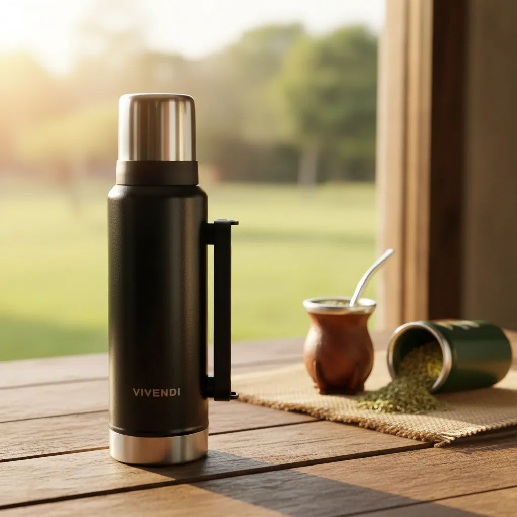 Termo Promo Matero Pico Cebador Vivendi 1.2l Acero Inox Negro
