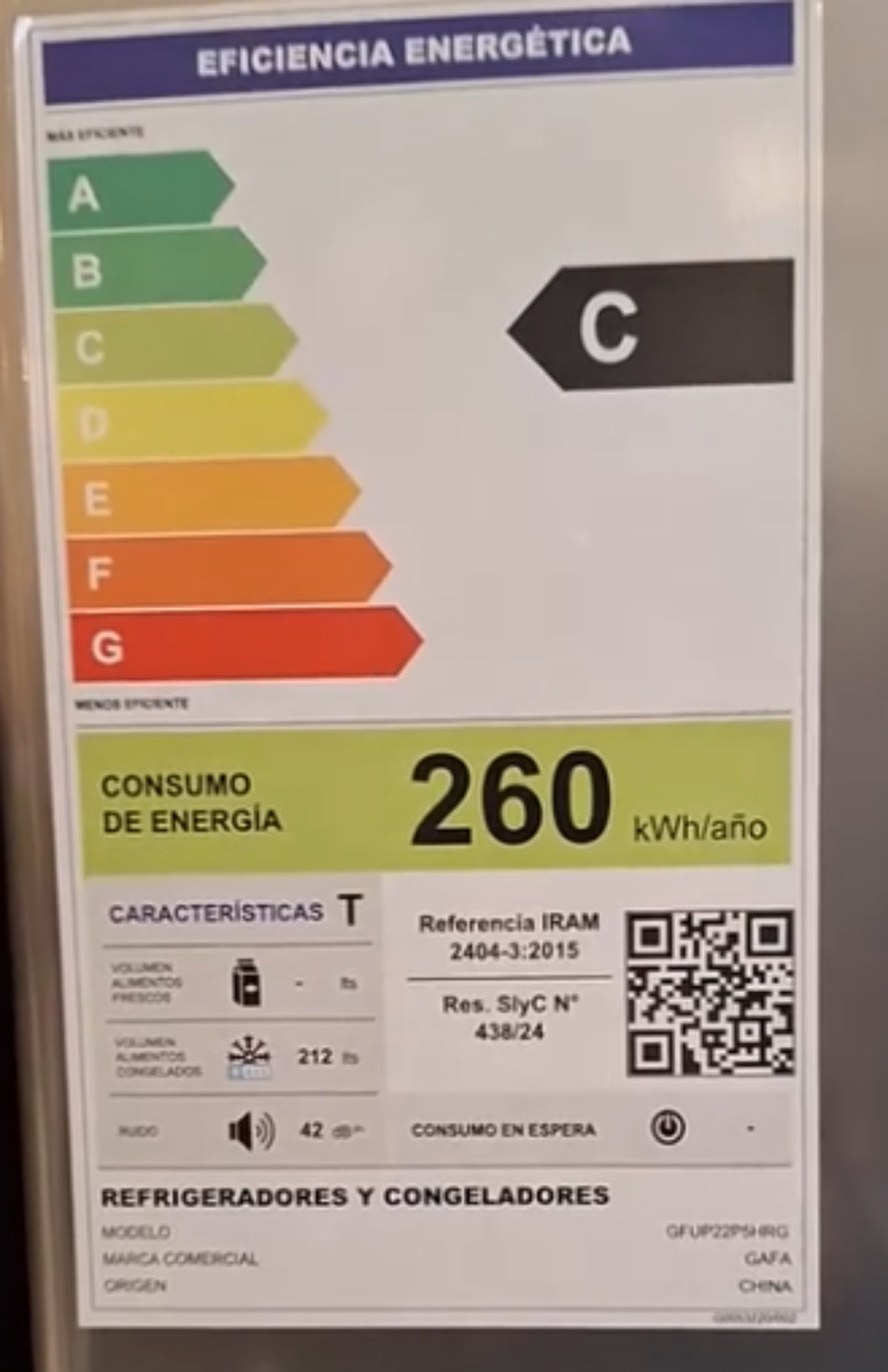 Freezer Vertical Gafa Gfup22p5hrg De 245lts Gris Plata
