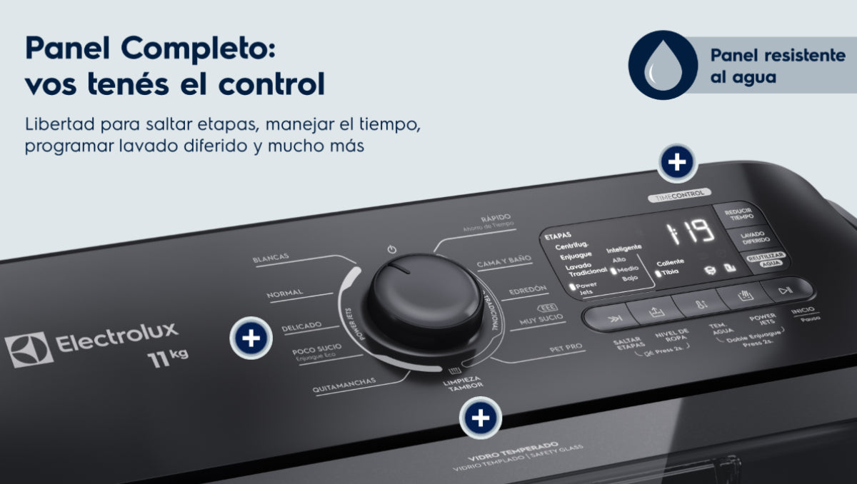 Lavarropas Electrolux Carga Superior 11kg Negro Leb11 Negro