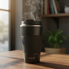 Vaso Promo Termico Acero Inox Con Tapa Frio Calor Vivendi Negro Liso