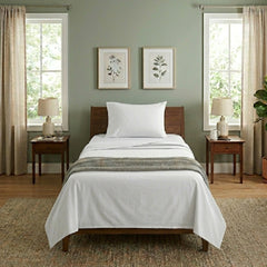 Juego Sabanas Twin Vivendi Premium 300 Hilos Blancos Liso