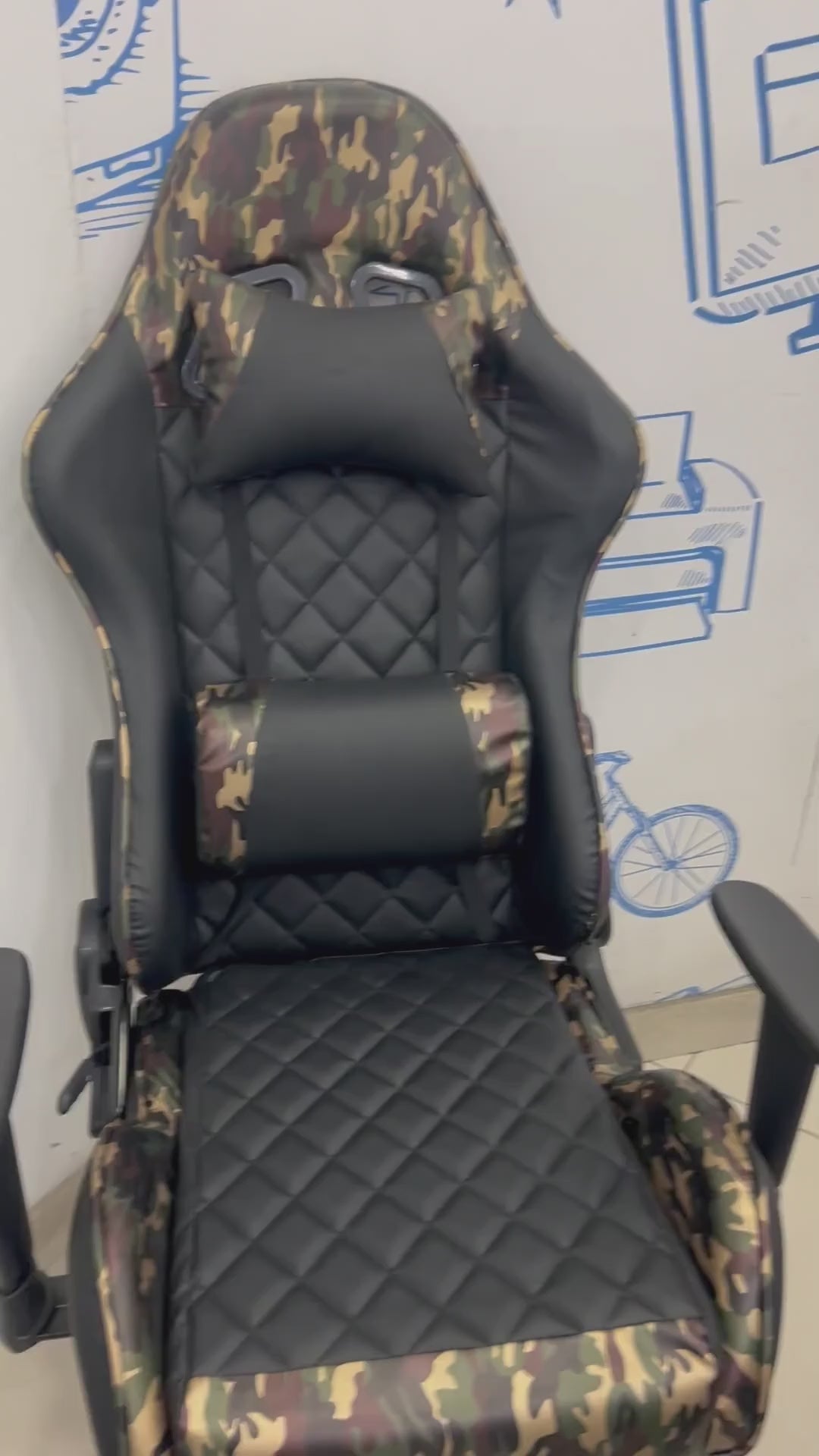 Silla Oficina Gamer Xbox Playstation Color Negro Camuflado Negro Cuero Sintético